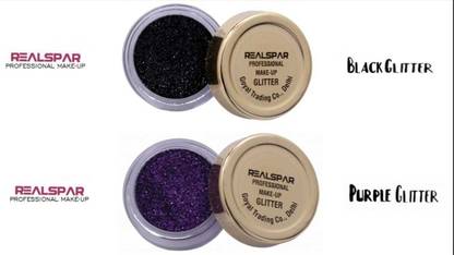 REALSPAR BLACK AND PURPLE GLITTER PACK OF 2
