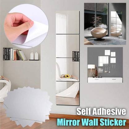Navya Enterprise 30 cm Oval Shape Wall Sticker Mirror Flexible Mirror Sheets Self-Adhesive Plastic Mirror Tiles Non-Glass Mirror Stickers for Home Decoration Self Adhesive Sticker