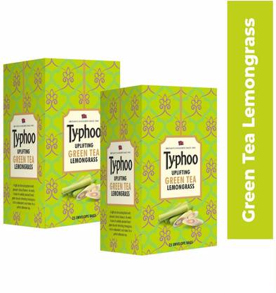 typhoo GREEN TEA LEMONGRASS UPLIFTING - PACK OF 4 = 100 TEA BAGS Green Tea Bags Box
