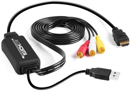microware  TV-out Cable RCA to HDMI Converter, AV to HDMI Adapter, RCA to HDMI Cable for PC Laptop Xbox PS3 PS4 TV STB VHS VCR Camera DVD Etc