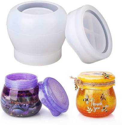 PATPAT Silicone Jar Molds, Jar Resin Molds with Lid,Resin Pudding Silicone Molds for Storage Bottle,Candle Holder,Candy Container,Epoxy Resin Casting Craft,Flower Pot
