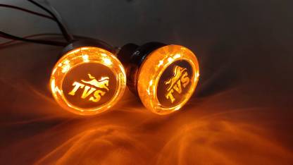 ULTRAWAY Motorcycle DRL/Turn Signal LED Light Blinker Indicator Handle Bar End(White and Orange) Bike Handlebar Weights