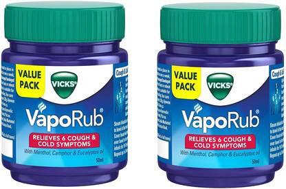 VICKS Vaporub 50+50ml, Relief From Cold, Cough, Blocked Nose, Headache, Body Ache, Muscular Stiffness And Breathing Difficulty Balm
