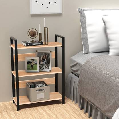 BYEASY 3-Tier Bookshelf Small Bookcase Multifunctional Storage Shelves Display Rack for Plant, Books, Photos Furniture Engineered Wood Open Book Shelf