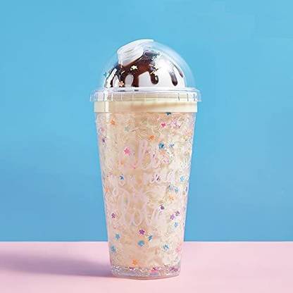 PITOXY Ice Cream Lid Sipper Bottle with straw - Pack Of 1 - 400 ml Bottle