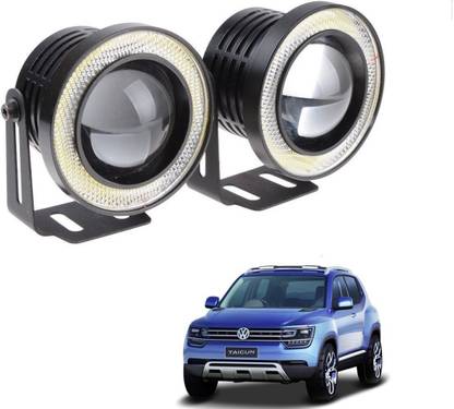 AuTO ADDiCT Car Fog Angel Lights 3.5" High Power Led Projector Fog Light Cob with White Angel Eye Ring 15W,Set of 2 For Volkswagen Taigun Car Fancy Lights