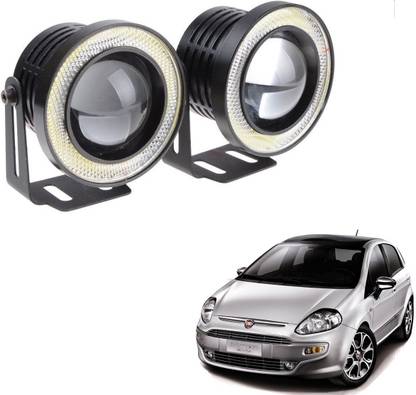 AuTO ADDiCT Car Fog Angel Lights 3.5" High Power Led Projector Fog Light Cob with White Angel Eye Ring 15W,Set of 2 For Fiat Punto Evo Car Fancy Lights
