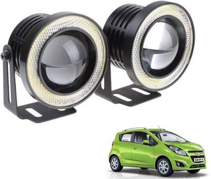 AuTO ADDiCT Car Fog Angel Lights 3.5" High Power Led Projector Fog Light Cob with White Angel Eye Ring 15W,Set of 2 For Chevrolet Beat Car Fancy Lights