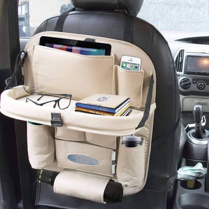 CARIZO Car Back Seat Organizer (Biege) Compatible with Mahindra Scorpio M2DI Car Storage Bag & Bin
