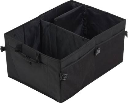 DOUBLE R BAGS Car Trunk Organizer for Car SUV Storage Two Handles, Side Pockets, Collapsible Seat Front Back Between Seats with Multi Pockets Organizers and Adjustable Dividers (Black) Trunk Organizer