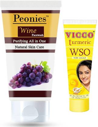 Peonies Wine Face Wash 100ml & WSO Turmeric Cream 15g