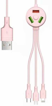THE MOBILE POINT USB Type C Cable 3 A 1.2 m 3 in 1 Multi USB Charging Nylon Braided Fast Multi Charger Cable for Micro USB, iOS and Type-C Devices