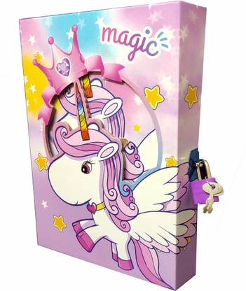 TECHNOCHITRA Unicorn Diary with Lock A5 Notebook Single 55 Pages