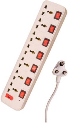 Electro star Extension Board with 3 Meter wire 7 Socket 6 Amp 10 A Three Pin Socket