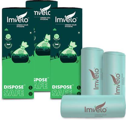 IMVELO 100% Compostable Garbage Bag with 0% Plastic - Extra thick, Eco Friendly (3 rolls, 15bags per roll) Medium 3 L Garbage Bag  Pack Of 45