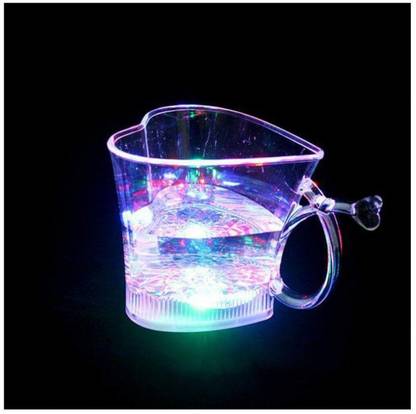 omenterprisehub Heart Shape Activated Blinking Led Glass Cup Glass Coffee Mug