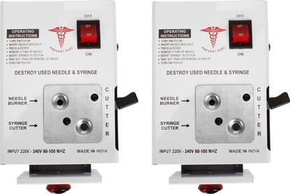 DARSHMOTI Needle Syringe Destroyer Electric, Needle Destroyer Machine for Hospital & Laboratory, Shock Proof Metal Body Mechanism, Low Power Consumption, On/Off Switch, White - Pack of 2 Needle Burner