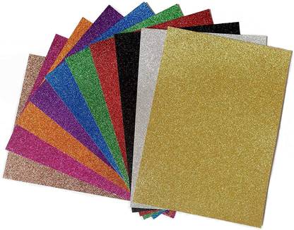 KABEER ART A/3 Size Big Bright Glitter Foam Sheet unruled A3 100 gsm Multipurpose Paper