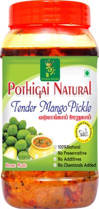 POTHIGAI NATURAL Tender Mango Pickle 500g / Pure Home Made Pickle / Made with Wooden Cold Pressed Sesame oil / No Preservatives/ No Artificial Flavour / No Artificial Colour / 100% Natural Mango, Red Chilli Pickle