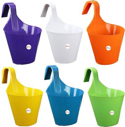Mendy Logic Plastic Single Hook Hanging Pot Planter Flower Plant Container Set