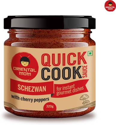 Oriental Mom presents the flavour family SCHEZWAN sauce with cherry peppers | 100% hand made with premium ingredients | Cook with ease, dip, or just lick it | No artificial flavour/colour | 320 gm Sauce