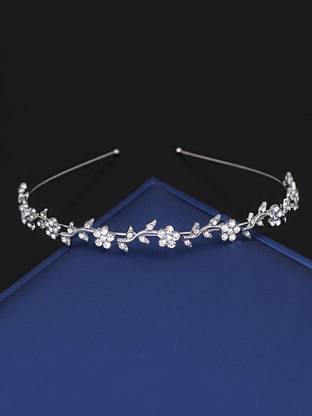 Kairangi Latest Fashion Floral Design Crystal Gold Plated Bridal Wedding Head Band