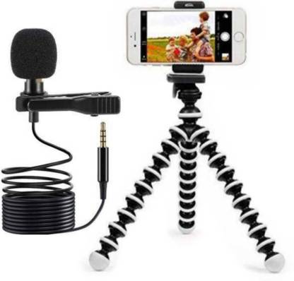 ATARC Gorilla Tripod + Collar Mic Set, (COMBO), Tabletop Holder Tripod Stand and mic for iPhone/Camera/DLSR/Android Smartphone with Universal Phone Mount, HD audio Quality Mic For Office, Online Teaching, YouTube and More Tripod Kit (Black, White, Supports Up to 3000 g) Tripod Kit (Black, Supports Up to 3000 g) Tripod
