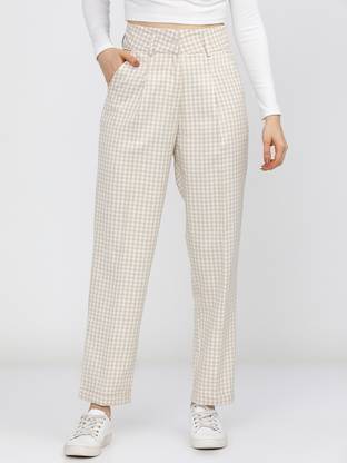 Tokyo Talkies Regular Fit Women Beige, White Trousers