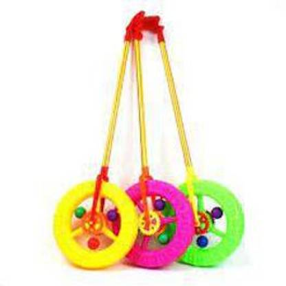 MADDYGROUP LIGHT PUSH WHEEL TOY | PUSH RUN PLAY TOY FOR KIDS| PLASTIC SINGLE WHEELS DESIGN PUSH TOY FOR KIDS(MULTICOLOR)