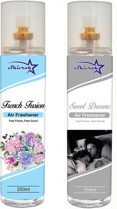 SHIVROH STAR Aqua, Oriental Spray FRENCH FUSION & SWEET DREAMS Air Freshener, Room Freshener, Car Freshener 250ml Spray SVRS-FRFUSWDR-250ML Each - Pack of 2