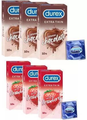 ड्यूरेक्स Strawberry, Chocolate Condoms Combo (Each 3 Packs) कंडोम