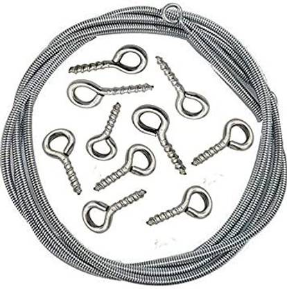 MINSHA EXPORTS Spring Wire for Window Net Curtain Cord Kit with 10Hooks (10 METER) Curtain Ring with Hook