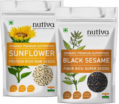 Nutiva Combo Pack of Sunflower Seeds and Black Sesame Seeds 50 Gram Each Pack (RAW) Seed