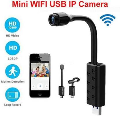 Bzrqx WiFi USB Camera Mini HD 1080p Flexi Neck Camera Wide Angle Live View Mobile App Security Camera