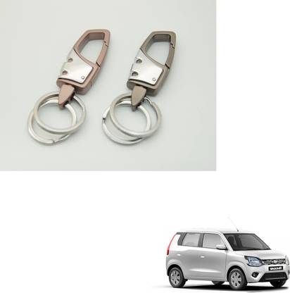 SEMAPHORE Double Ring Hook Locking Key Ring Black & Pink Key Chains Set of 2 Compatible with Maruti WagonR Stingray Key Chain