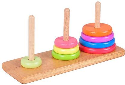 Saiyanshi Wooden Intellectual Puzzle Tower of Hanoi Centuried Indian Brain Teaser Game Toy