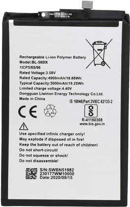 GIFFEN Mobile Battery For  Infinix Hot 10S / Hot 10 Play / Smart 4 Plus / Hot 9 / Hot 9 Play / X650C / X650B / X650D / X680 / X680B / X680C ( BL-58BX )