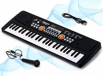 KRISHNA BIGFUN 49 KEYS BIGFUN(BF-530A1) MUSICAL PIANO KEYBOARD WITH DC POWER OPTION RECORDING FOR BOYS AND GIRLS (BLACK)& MICROPHONE (BLACK)