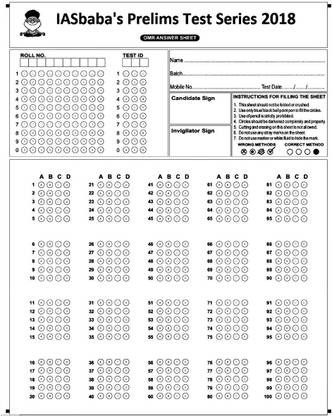 IAS BABA UPSC OMR Sheet For Practice 200 Pages For 100 MCQs