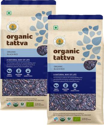 Organic Tattva Organic Black Rice 2 Kg |  Forbidden Rice | 100% Vegan, Gluten Free and NO Additives Black Forbidden Rice (Long Grain, Unpolished)