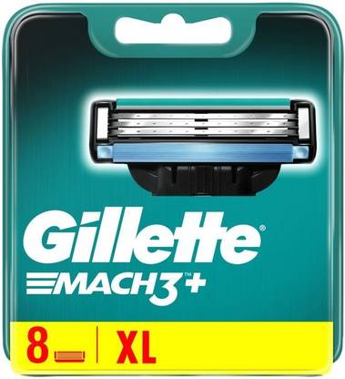 Gillette Mach3 X L ( Imported ) Razor Blades with Enhanced Moisture Strip, 8 Replacement