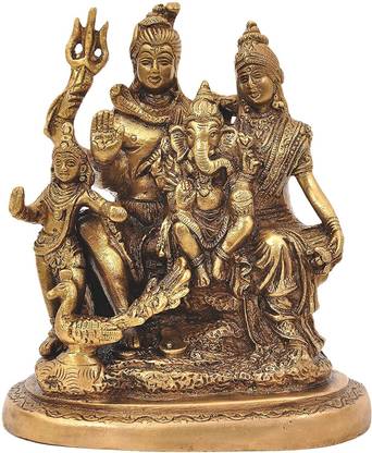 vrindavan shopi Murti Shiv Family Parivar Idol Statue for Home Décor Mandir 800gms Decorative Showpiece  -  12 cm