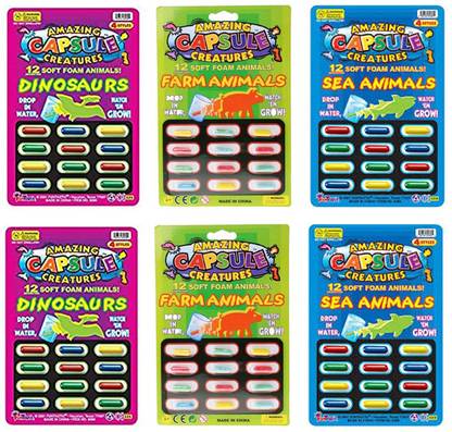 ShubhKraft Return Gift Item In Bulk For Kids | Magic Growing Animal Capsules Expanding Sponge Foam Capsule Larger In Water (Pack of 6) Gag Toy