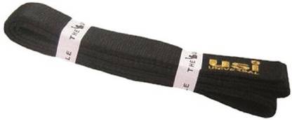USI UNIVERSAL MARTIAL ARTS Golden Logo Black Belt, 300 cm TAEKWONDO/JUDO/KARATE BELT Abdominal Belt