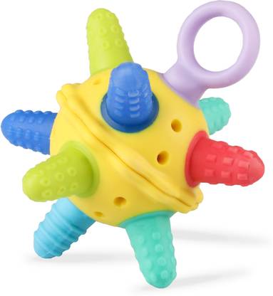 LuvLap Yum Ball Teether, Baby Teething Toy with Chewable Extensions, Raised & Textured Surface for Soothing Sore Gums, 3Months +, Easy Grip, BPA Free Teether