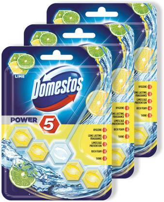 Domestos Power 5 Toilet cleaning Rim Block, Lime,3x55gms Lemon Block Toilet Cleaner