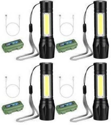 zm store (Pack of 4) USB Rechargeable Torchlight Super Bright Pocket Zoom COB USB Torch