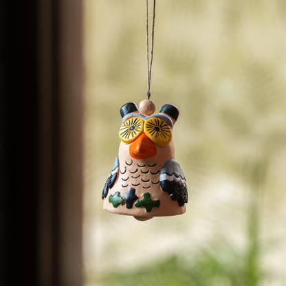 ExclusiveLane 'Wise Owl' Handmade Decorative Hanging Terracotta Windchime