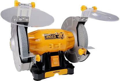 Homdum 150 Watt Heavy Duty Bench Grinder Machine 6 inch Stone Speed 2950 RPM 150 mm Industrial Quality Anti-Vibration System, Workbench Mountable with Eye Shield and Tool Storage Box. Angle Grinder