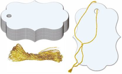 KREEPO KREEPO Multi Stylish Handmade Gift Tag Colorful Blank Labels Message Note Craft Paper With Golden Strings, Price Hang Tag For Wedding Party Events 300pcs- Pastel blue Color (1.95inch x 2.75inch) Greeting Card